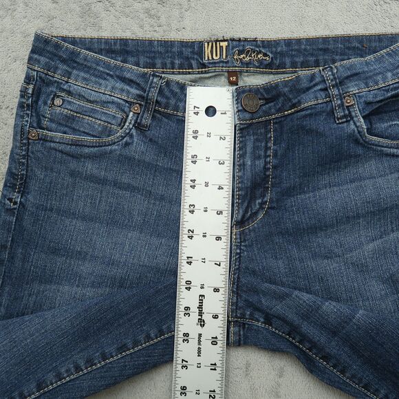 KUT from the Kloth Jeans Women's Size 12 Blue Mid-Rise Straight Denim 27" Inseam - Picture 10 of 16